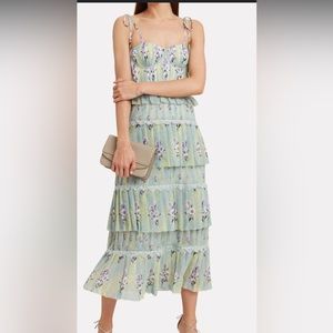 COPY - Self Portrait Tiered Pleated Floral Midi Dress